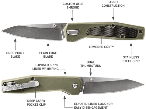 Image of Gerber Gear Fuse Pocket Knife, 3.3 Inch Plane Edge Blade, Sage