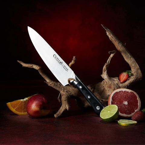Image of CUTLUXE Chef Knife – 8" Chopping Knife – Forged High Carbon German Steel – Full Tang & Razor Sharp – Ergonomic Handle Design – Artisan Series