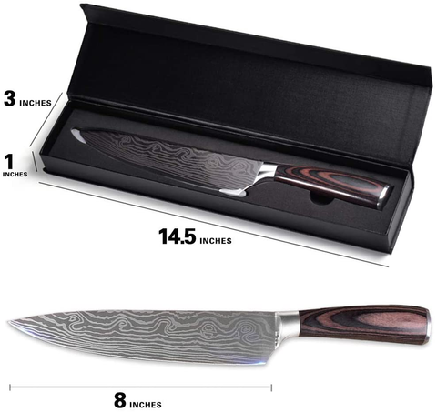 Image of Professional Chef Knife, 8 Inch Pro Kitchen Knife, German High Carbon Stainless Steel Knife with Ergonomic Handle