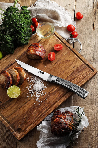 Image of Knife Set, 14-Piece German Steel Kitchen Knife Block Sets with Built-In Sharpener, Rotating Block