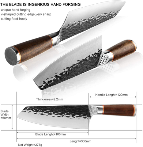 Image of Kiritsuke Chef Knives Carbon Steel Bunka Knife Forged Japanese Butcher Cleaver Kitchen for Home and Restaurant