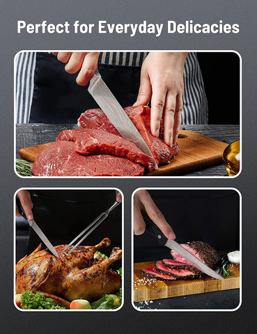 Image of Kitchen Knife Set, PARIS RHÔNE 16-Piece High-Carbon Stainless Steel Knife Set with Block, Chef Knife, Bread Knife, Paring Knife, Built-In Sharpener, Ergonomic ABS Full Tang Handle, All-In-One