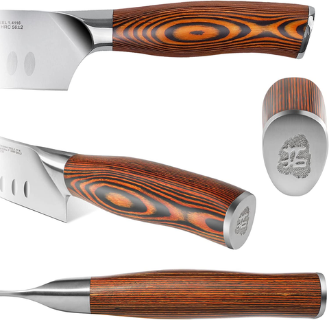 Image of TUO 8-Pcs Kitchen Knife Set - Forged German X50Crmov15 Steel - Rust Resistant - Full Tang Pakkawood Ergonomic Handle - Kitchen Knives Set with Wooden Block - Fiery Phoenix Series