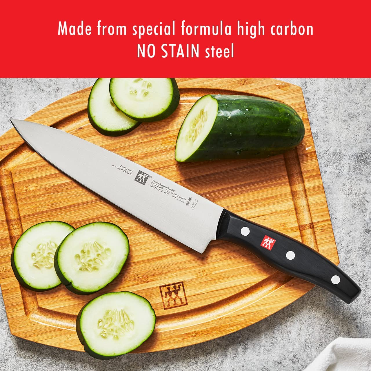 ZWILLING Twin Signature 7-Pc Kitchen Knife Set with Block, Chef Knife, Paring Knife, Utility Knife, Knife Sharpener, Kitchen Shears