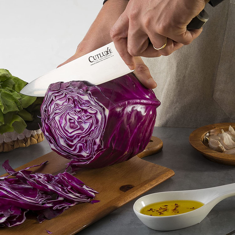Image of CUTLUXE Chef Knife – 8" Chopping Knife – Forged High Carbon German Steel – Full Tang & Razor Sharp – Ergonomic Handle Design – Artisan Series