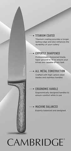 Image of Cambridge Silversmiths Nero Cutlery Set with Block, Stainless Steel,12-Piece