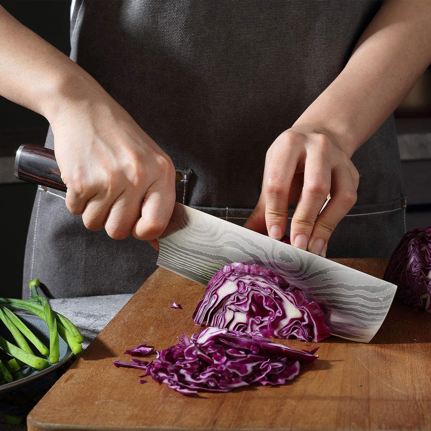 Nakiri Knife - PAUDIN Razor Sharp Meat Cleaver 7 Inch High Carbon German Stainless Steel Vegetable Kitchen Knife, Multipurpose Asian Chef Knife for Home and Kitchen with Ergonomic Handle