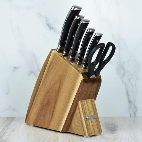Image of Wusthof Classic Ikon 7 Piece Slim Knife Set with Acacia Block