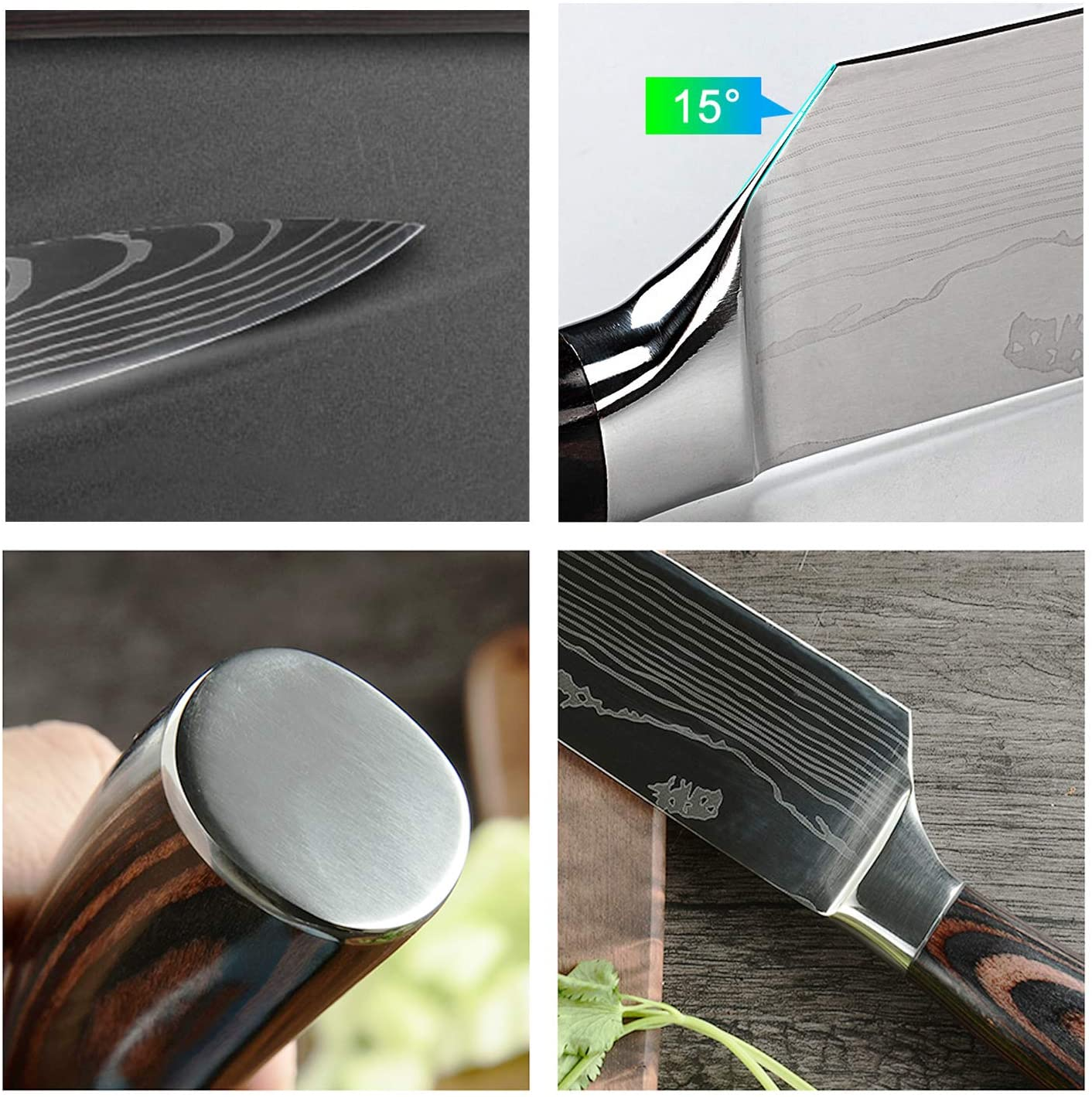 MDHAND Professional Kitchen Chef Knife Set, High-Carbon Stainless Steel Chef Knife Set with Cover, 8 Piece Knifes Set