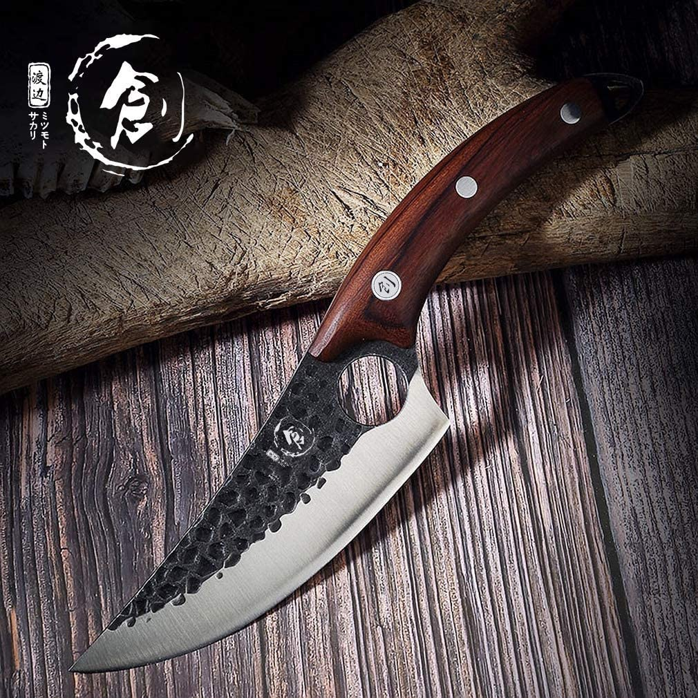 Forged Viking Knives, Husk Chef Knife Butcher Knives Handmade Fishing Filet & Bait Knife Japanese Chef Knife Boning Knife Japan Knives Meat Cleaver for Kitchen or Camping
