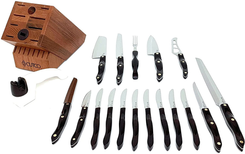 Image of Cutco 19 Pc Kitchen Knife Set Cherry Wood Stand