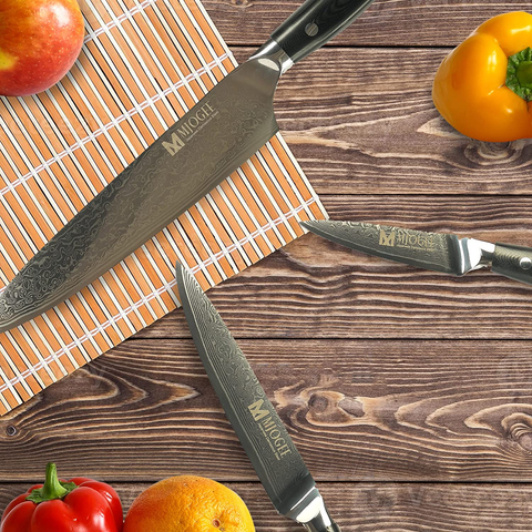 Image of Damascus Professional Knife Set of 8-Inch Chef Knife, 5-Inch Utility Knife 3.5-Inch Paring Knife