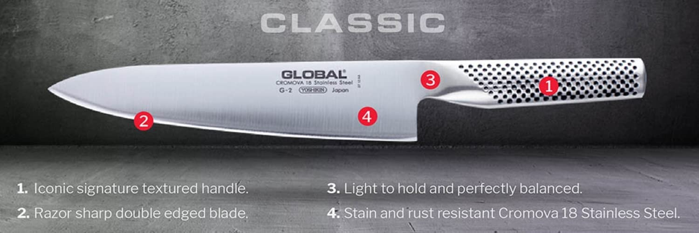 Global Teikoku 5 Piece Stainless Steel Knife Block Set