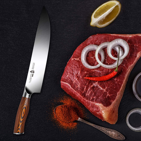 Image of TUO Chef Knife, Pro 10 Inch Chef S Knife, German High Carbon Stainless Steel Anti-Rust Kitchen Knives, Ergonomic Handle Fiery Phoenix Series Cutlery