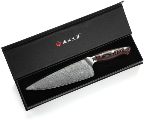 Image of Damascus Chef Knife 8 Inch Kitchen Knives Professional Super Steel VG10 High Carbon Stainless Very Sharp Damascus Steel Knife Comfortable Ergonomic Wood Grain Handle Luxury