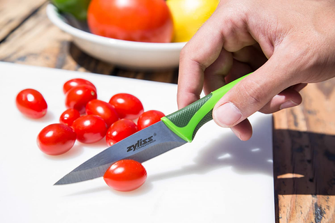 Image of ZYLISS Paring Knife with Sheath Cover, 3.5-Inch Stainless Steel Blade, Green
