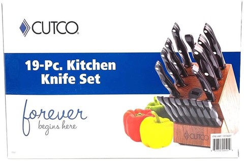 Image of Cutco 19 Pc Kitchen Knife Set Cherry Wood Stand