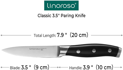 Image of Linoroso Paring Knife 3.5 Inch Small Kitchen Knife with Elegant Gift Box, Sharp Forged German Carbon Stainless Steel Fruit Knife, Full Tang, Ergonomic Handle-Classic Series