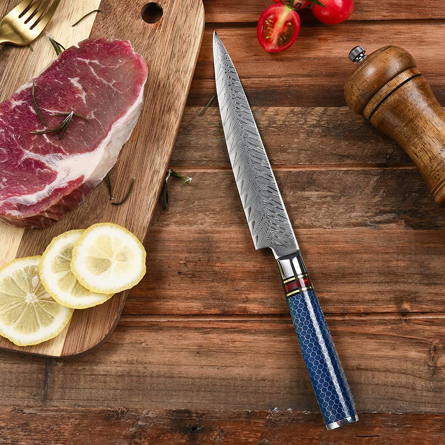 WEKIT Chef Knife 6 Inch Damascus Chefs Knife Japanese VG10 Kitchen Knife Sharpest 67-Layer High Carbon Stainless Steel Knife, Pro Cooking Knife, Meat Cutting Gyuto Chef Knife with Sheath