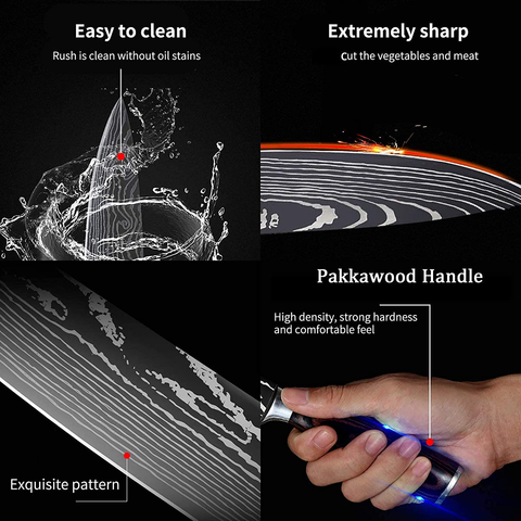 Image of Kitchen Chef Knife Sets,8 Pieces Professional High Carbon Stainless Steel Chef Knives, Pakkawood Handle,3.5-9 Inch Ultra Sharp Cooking Knife for Vegetable Meat Fruit