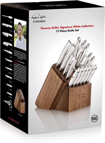 Image of Cangshan Thomas Keller Signature Collection Swedish Powder Steel Forged, 17-Piece Knife Block Set, Walnut, White