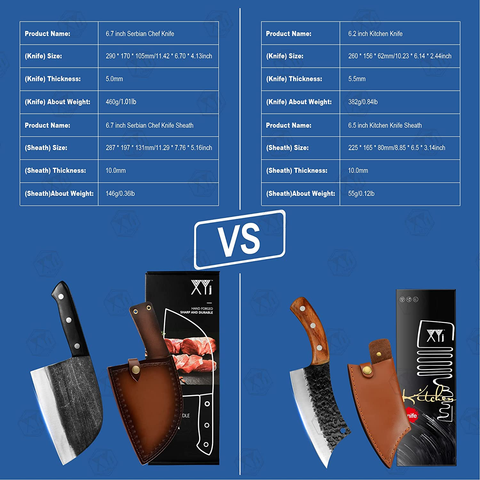 Image of Authentic XYJ FULL TANG 6.2 Inch Kitchen Knife Chef Knives with Carrying Leather Knife Sheath 4Cr13 Stainless Steel Slicing Cutting Butcher Knives for Meat Vegetable Cooking Tool