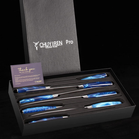 Image of Kitchen Chef Knife Set 8 PCS, 3.5-8" 5Cr15Mov Stainless Steel High Carbon Boxed Knives with Ergonomic Handle, Professional Ultra Sharp Japanese Knives for Vegetable Fruit Meat Cutting, Business Gift