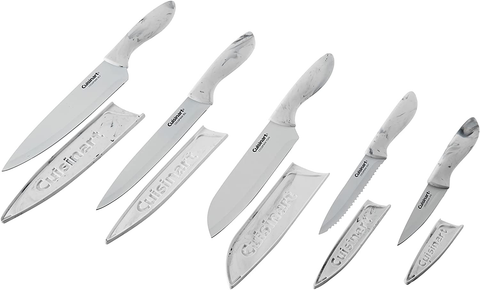 Image of Cuisinart C55-10PWM Advantage Ceramic-Coated Faux Knife Set, 10 PC, Marble