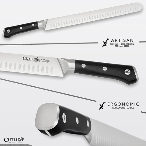 Image of CUTLUXE Slicing Carving Knife – 12" Brisket Knife – Forged High Carbon German Steel – Full Tang & Razor Sharp – Ergonomic Handle Design – Artisan Series