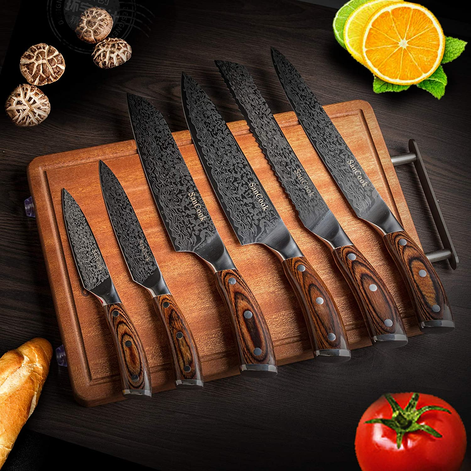 Sancook Chef Knife 8 Inch Kitchen Knife Sharp Professional Knife ,Chefs Knife Chopping Knife German High Carbon Stainless Steel 4116 Knives with Ergonomic Handle-Chef Gifts for Men Damascus Pattern