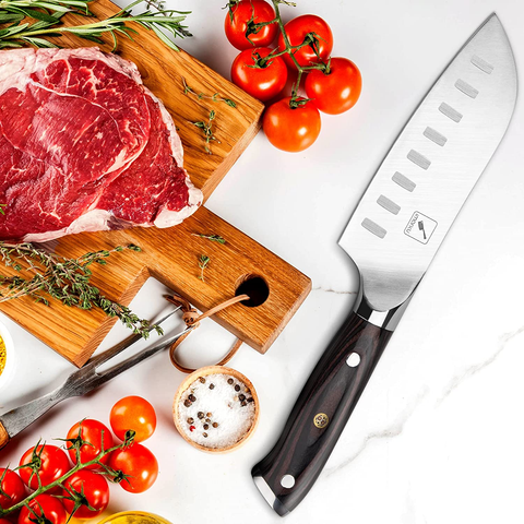 Image of Santoku Knife - Imarku 5 Inch Kitchen Knife Ultra Sharp Asian Knife Japanese Chef Knife - German HC Stainless Steel 7Cr17Mov - Ergonomic Pakkawood Handle, Best Choice for Home Kitchen and Restaurant