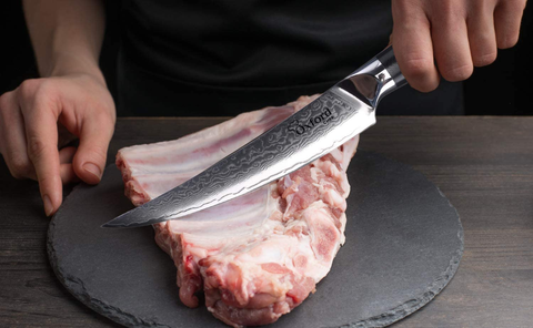Image of Boning (Fillet) Knife 6.5 Inch by Oxford Chef - Best Damascus- Japanese- VG10 Super Steel 67 Layer High Carbon Stainless Steel-Razor Sharp, Stain & Corrosion Resistant, Awesome Edge Retention