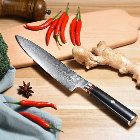 Image of Chef Knife Damascus Japanese Chefs Knife 8 Inch VG10 Kitchen Knife Sharpest 67-Layer Damascus Steel Knife, Ergonomic,Superb Edge Retention, Gyuto Chef Knife with Gift Box