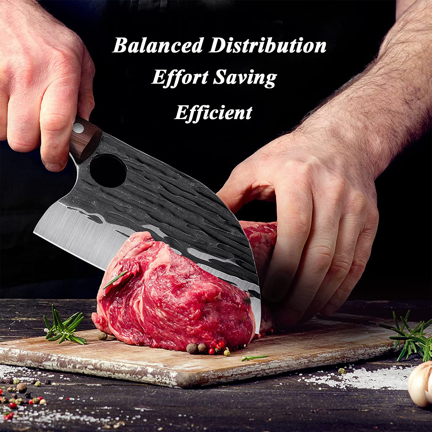 Upgraded Serbian Chef Knife 11.4 Inch Viking Cleaver Knife Hand Forged Japanese Kitchen Knives Sharp Chopping Knife Full Tang Handle Butcher Knife with Sheath Outdoor Boning Knife BBQ Camping Gift