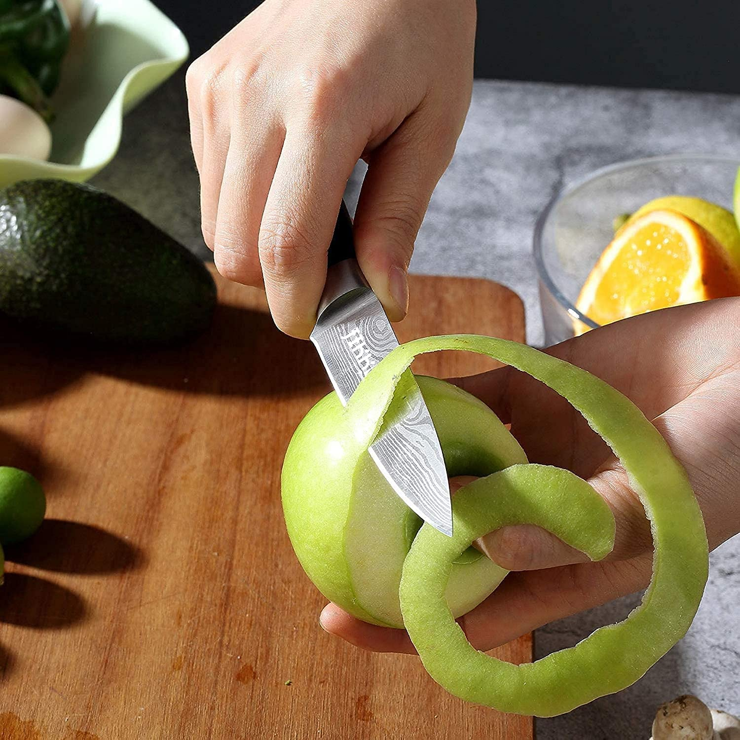 JIKKO New 67 Layers Carbon Steel Japanese Knife Set - Original Series - Kitchen Knife Set with Walnut and Mahogany Wood Handles - 6 Japanese Chef'S Knives with Exceptional Sharpness - HRC60 Approved