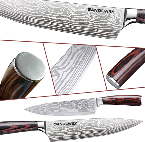 Image of Professional Kitchen Knives High Carbon Stainless Steel Chef Knife Set,3Pcs Ultra Sharp Japanese Knife with Sheath,Ergonomic Pakkawood Handle Elegant Gift Box for Home or Restaurant