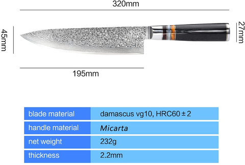 Image of YAIBA Chef Knife 8 Inch Damascus Japanese Knife VG10 Stainless Steel, Razor Sharp Kitchen Cooking Knife with Ergonomic Handle- Sheath & Gift Box, Superb Edge Retention, Stain & Corrosion Resistant