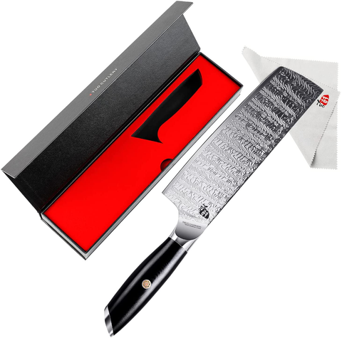 Image of TUO Nakiri Knife - 6.5 Inch Vegetable Cleaver Knife, Asian Chef Knife Forged AUS-8 Japanese Stainless Steel, Meat Cleaver with G10 Full Tang Handle - Falcon S Series with Gift Box