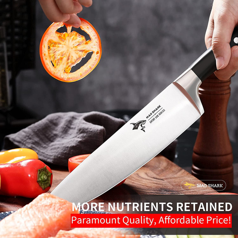 Image of MAD SHARK Chef Knife 8 Inch, Professional Sharp Kitchen Knife, High Carbon German Stainless Steel Chef'S Knives for Cooking, Chopping Knife with Ergonomic Handle and Gift Box for Family & Restaurant