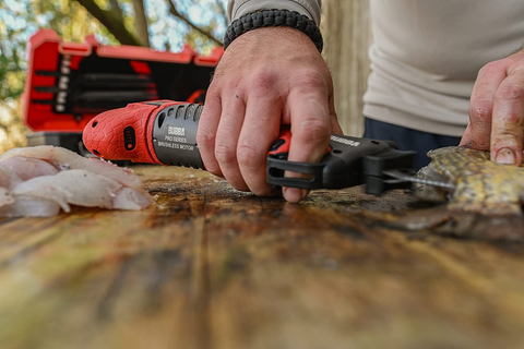 Image of BUBBA Pro Series Lithium-Ion Electric Fillet Knife with Non-Slip Grip Handle, 4 Ti-Nitride S.S. Coated Non-Stick Reciprocating Blades, Charger and Case for Fishing