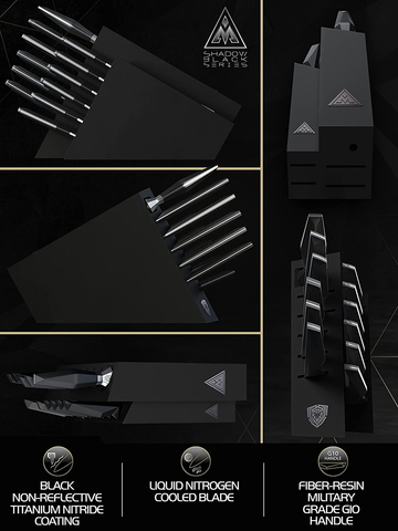 Image of DALSTRONG Knife Block Set - 12-Piece - Shadow Black Series - Black Titanium Nitride Coated - High Carbon - 7CR17MOV-X Vacuum Treated Steel - NSF Certified