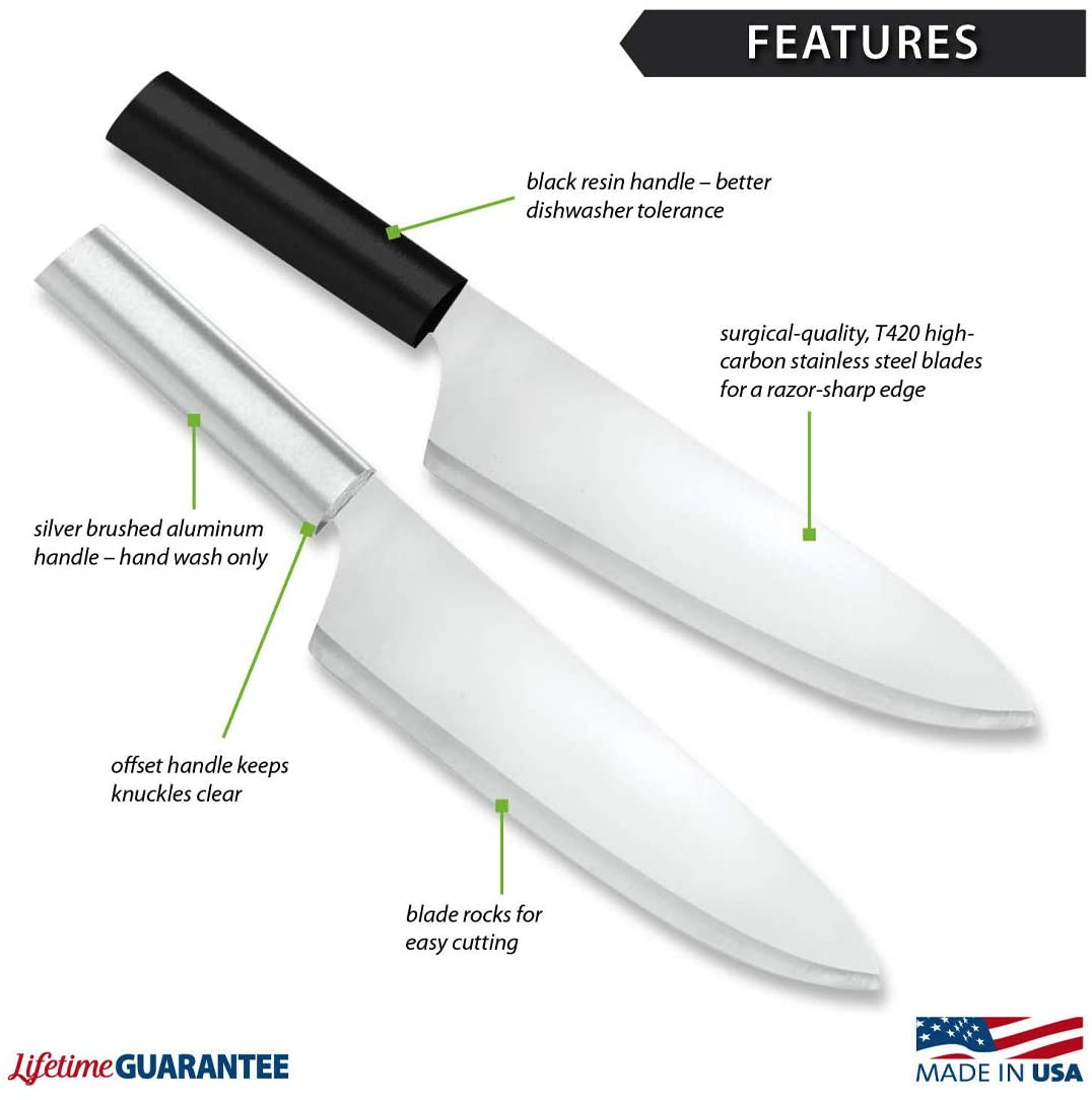 Rada Cutlery French Chef Knife Stainless Steel Blade with Aluminum Handle Made in USA, 8.5 Inch, Silver
