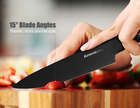 Image of Chef Knife, 8 Inch Pro Kitchen Knife Dishwasher Safe, High Carbon German Stainless Steel Chef'S Knives with Ergonomic Handle, Elegant Black, Best Gifts