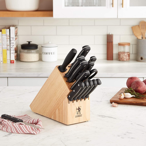 Image of HENCKELS Fine Edge Pro Knife Block Set, 15-Pc, Light Brown