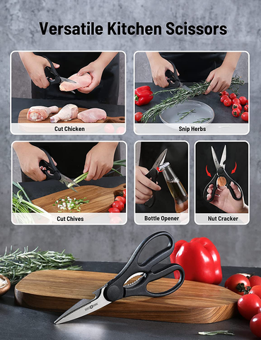 Image of Kitchen Knife Set, PARIS RHÔNE 16-Piece High-Carbon Stainless Steel Knife Set with Block, Chef Knife, Bread Knife, Paring Knife, Built-In Sharpener, Ergonomic ABS Full Tang Handle, All-In-One