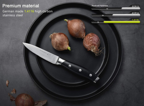 Image of Linoroso Paring Knife 3.5 Inch Small Kitchen Knife with Elegant Gift Box, Sharp Forged German Carbon Stainless Steel Fruit Knife, Full Tang, Ergonomic Handle-Classic Series