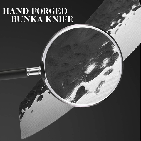 Image of Kiritsuke Chef Knives Carbon Steel Bunka Knife Forged Japanese Butcher Cleaver Kitchen for Home and Restaurant