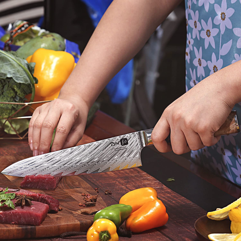 Image of Zlatko Chef Knife 8 Inch Damascus Knives for Kitchen, High Carbon Stainless Steel Damascus VG10 67-Layer Ultra Sharp Kitchen Knife Ergonomic Handle with GIFT BOX