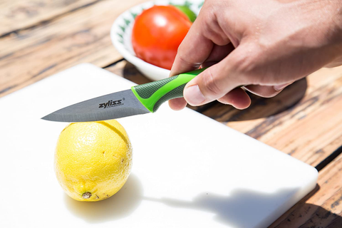 Image of ZYLISS Paring Knife with Sheath Cover, 3.5-Inch Stainless Steel Blade, Green