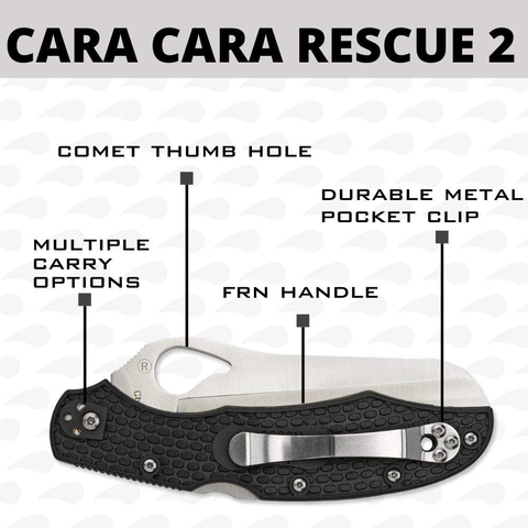 Image of Byrd by Spyderco Cara Cara 2 Rescue Lightweight Knife with 3.88" Stainless Steel Sheepfoot Blade and High Performance Black FRN Handle - Spyderedge - BY17SBK2